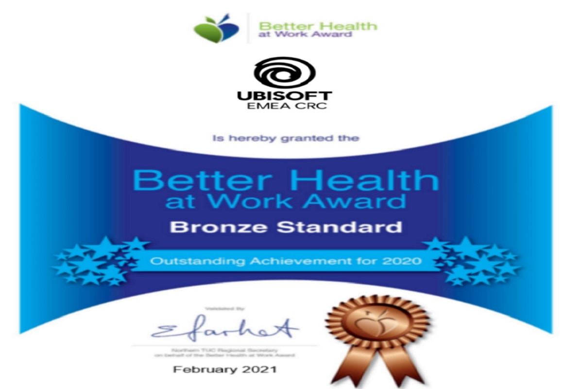 BHAW Award - Better Heath at Work:  Health & Wellbeing at Ubisoft EMEA CRC
