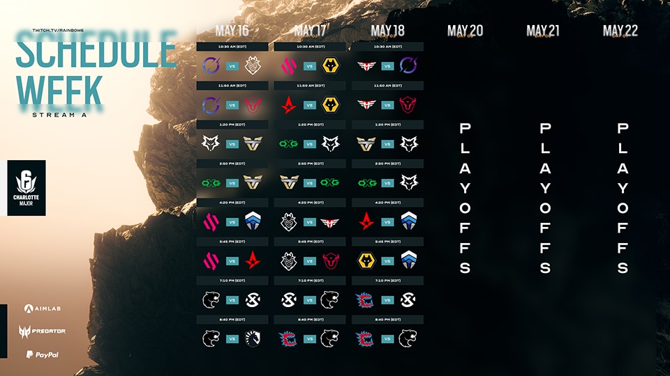 [R6SE] - Your Guide to the Six Charlotte Major 2022 - Schedule A v2