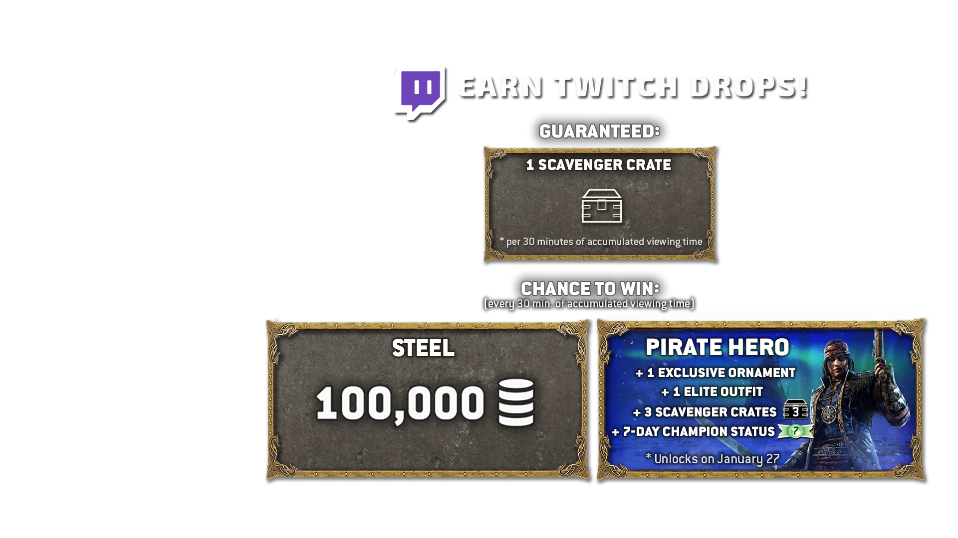 FH Twitch Drops are back Y5S4 TwitchDropsGraphics 1Crate 100k PIRATE