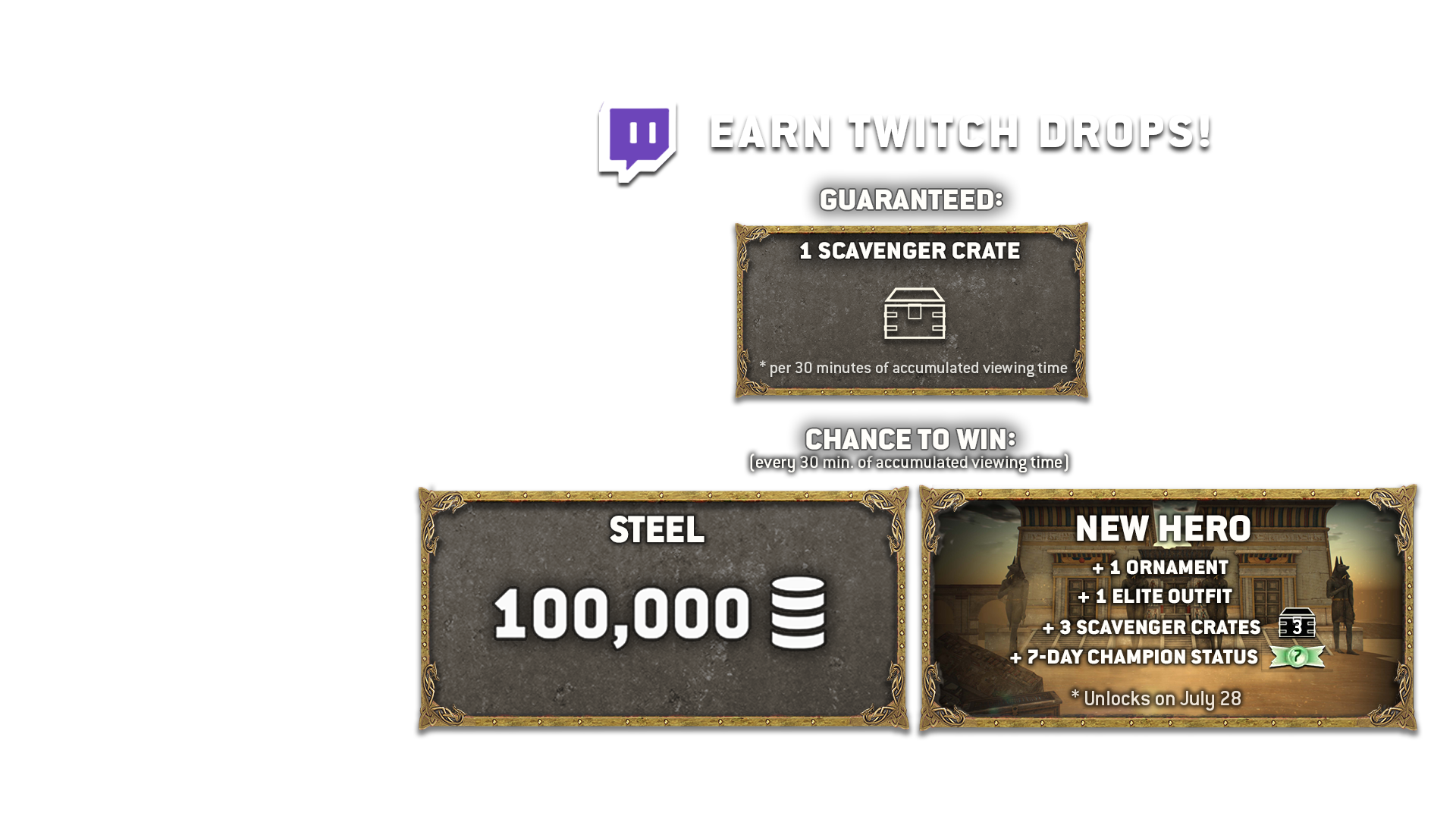[FH] News - Y6S2 Warrior's Den Twitch drops 2 - Twitch directory - Twitch Drops Graphics
